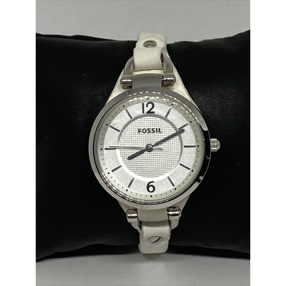 Fossil Riley ES2829 Women's White Leather Analog Dial Quartz Wrist Watch XR893